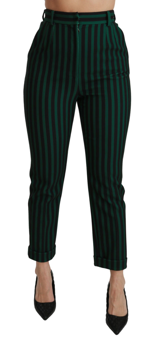 Elegant High-Waist Skinny Pants in Black & Green