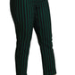 Elegant High-Waist Skinny Pants in Black & Green
