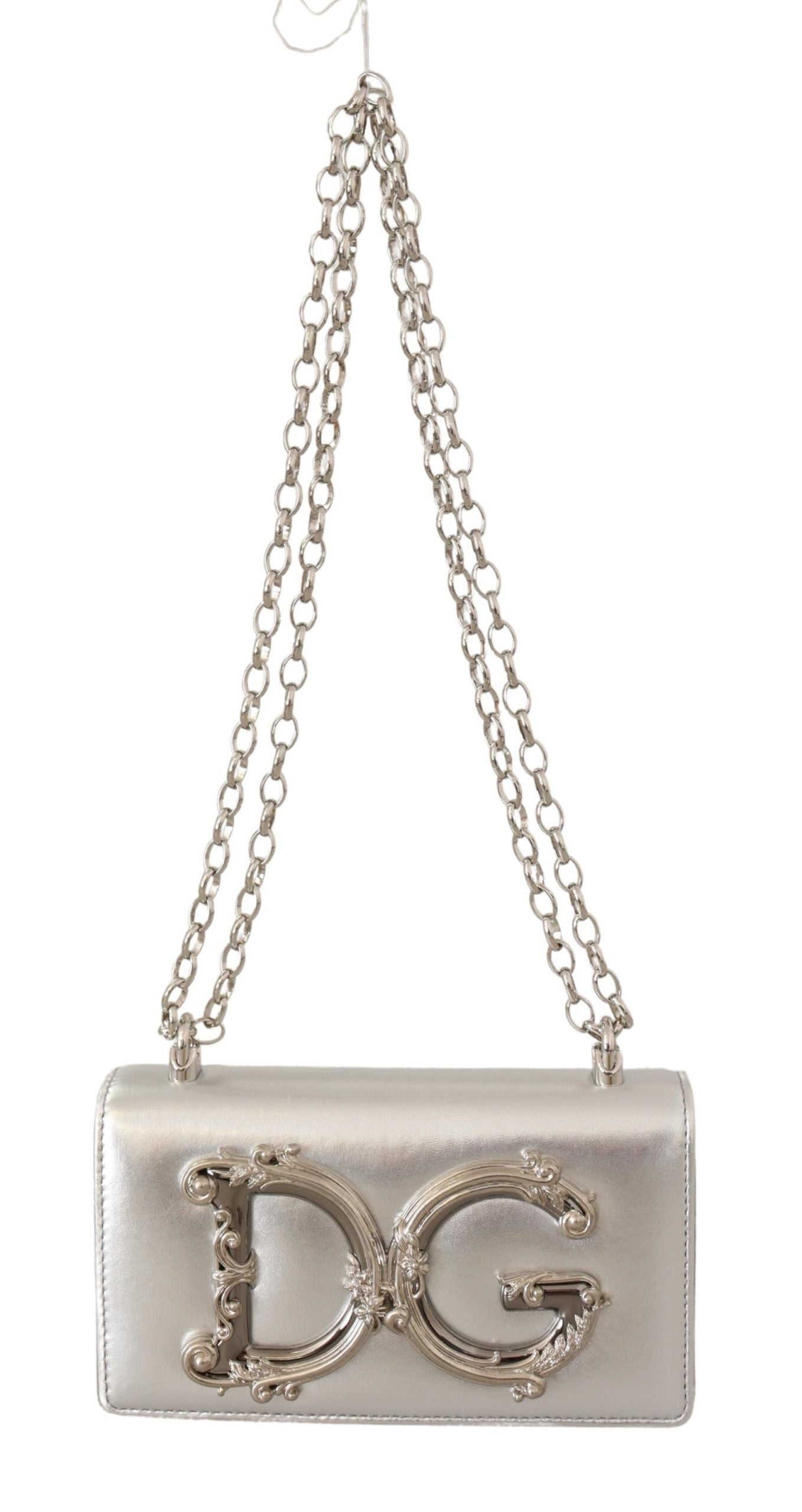 Elegant Silver Leather Phone Purse