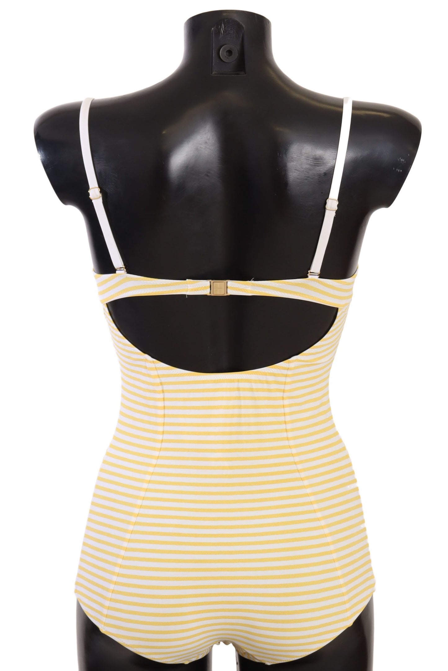 Chic Striped One-Piece Swimsuit in Yellow