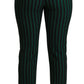 Elegant High-Waist Skinny Pants in Black & Green