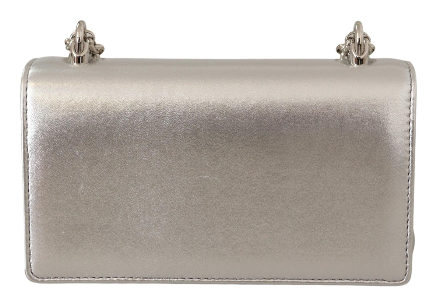 Elegant Silver Leather Phone Purse