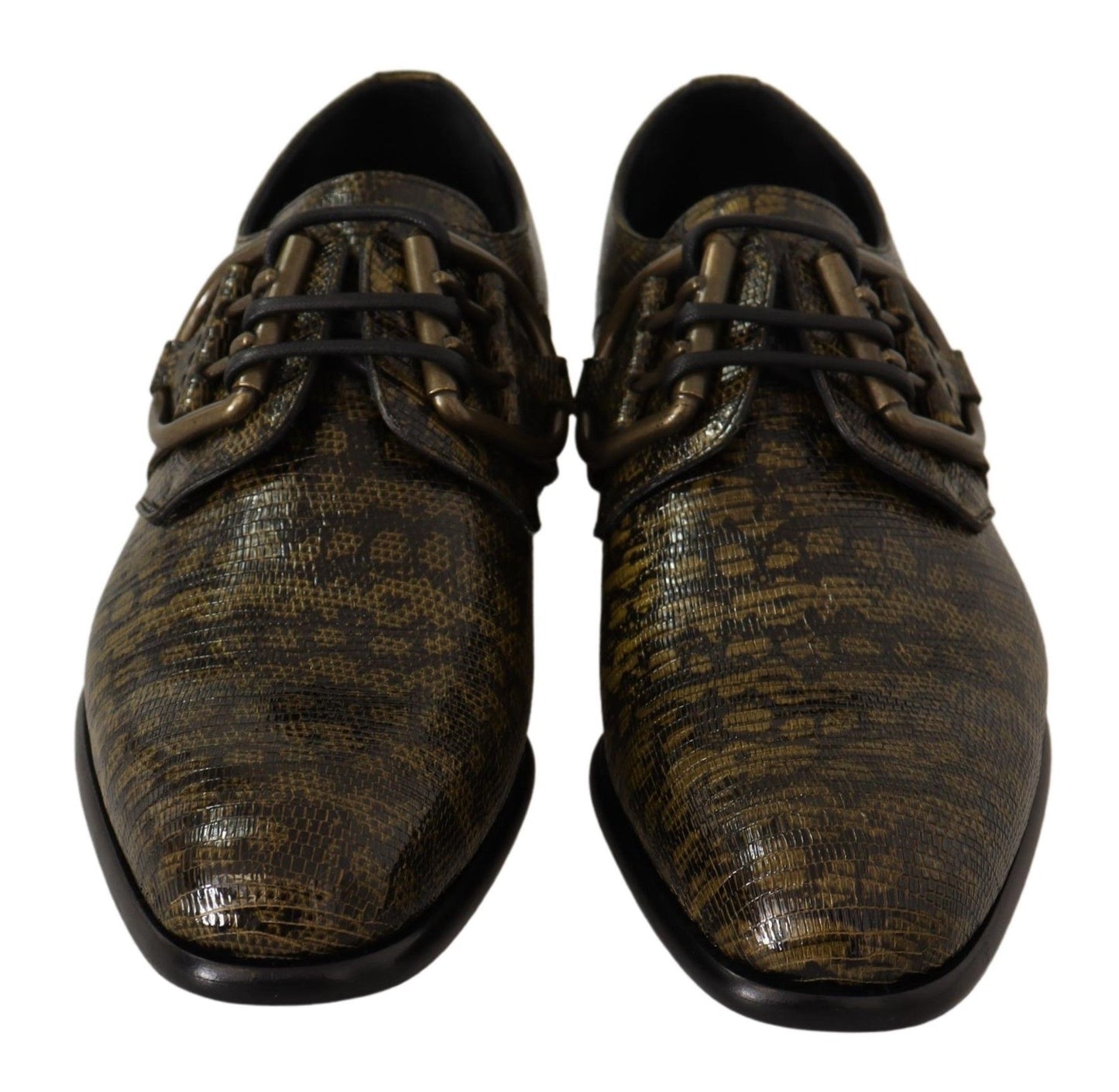 Exquisite Green Lizard Leather Derby Shoes