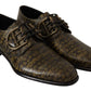 Exquisite Green Lizard Leather Derby Shoes