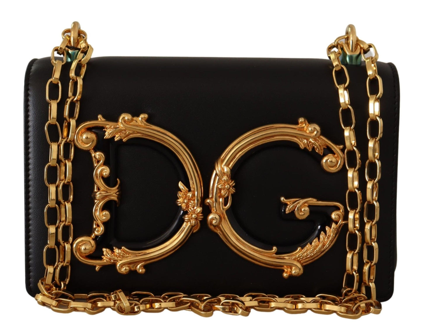 Elegant Black Leather Shoulder Purse with Gold Accents