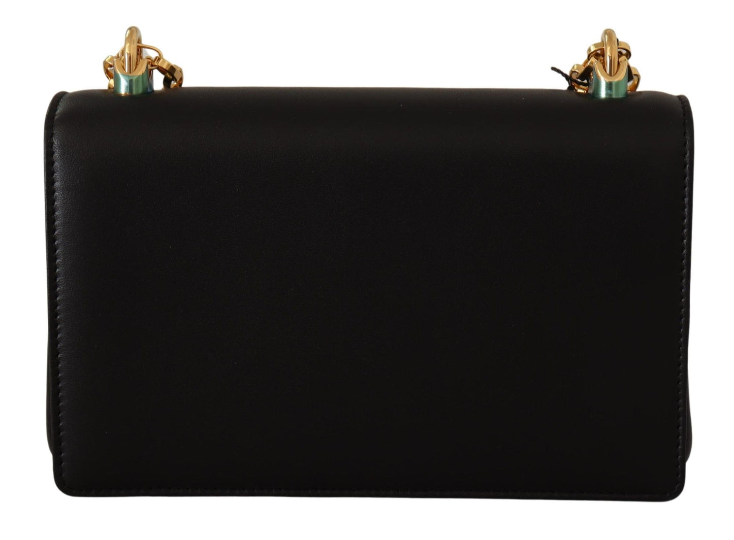 Elegant Black Leather Shoulder Purse with Gold Accents