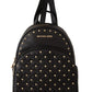 Chic Black Leather Backpack with Gold Accents