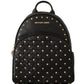 Chic Black Leather Backpack with Gold Accents