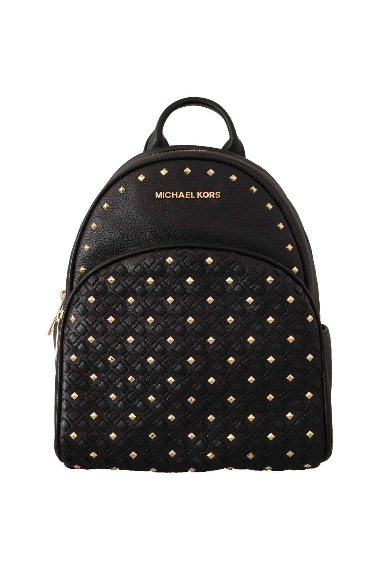 Chic Black Leather Backpack with Gold Accents