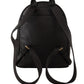 Chic Black Leather Backpack with Gold Accents