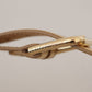 Elegant Gold Leather Belt with Logo Buckle