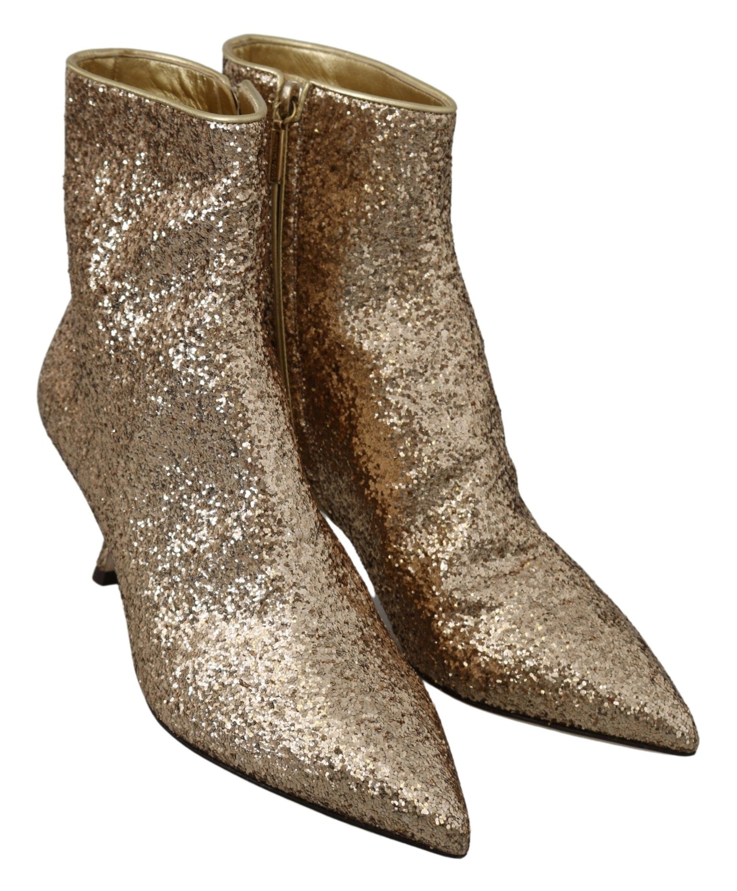 Glimmering Gold Sequined Leather Boots