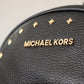 Chic Black Leather Backpack with Gold Accents