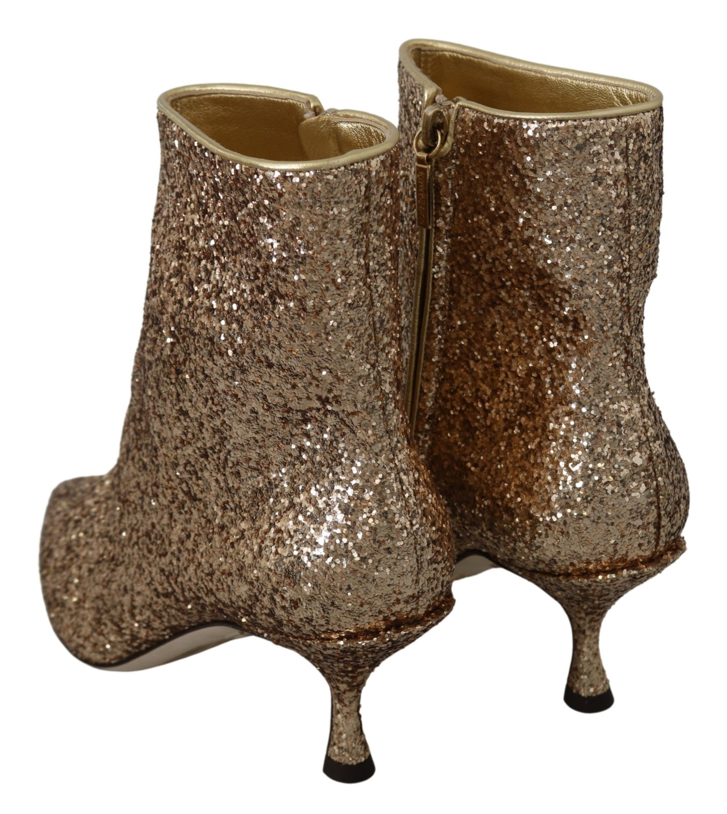 Glimmering Gold Sequined Leather Boots