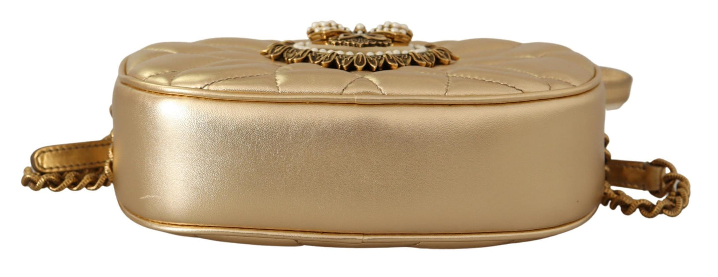 Gold Devotion Leather Shoulder Bag