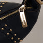Elegant Blue Leather Shoulder Bag with Gold Accents