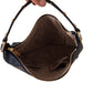 Elegant Blue Leather Shoulder Bag with Gold Accents