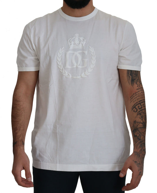 Elegant White Cotton Tee With Logo Detail