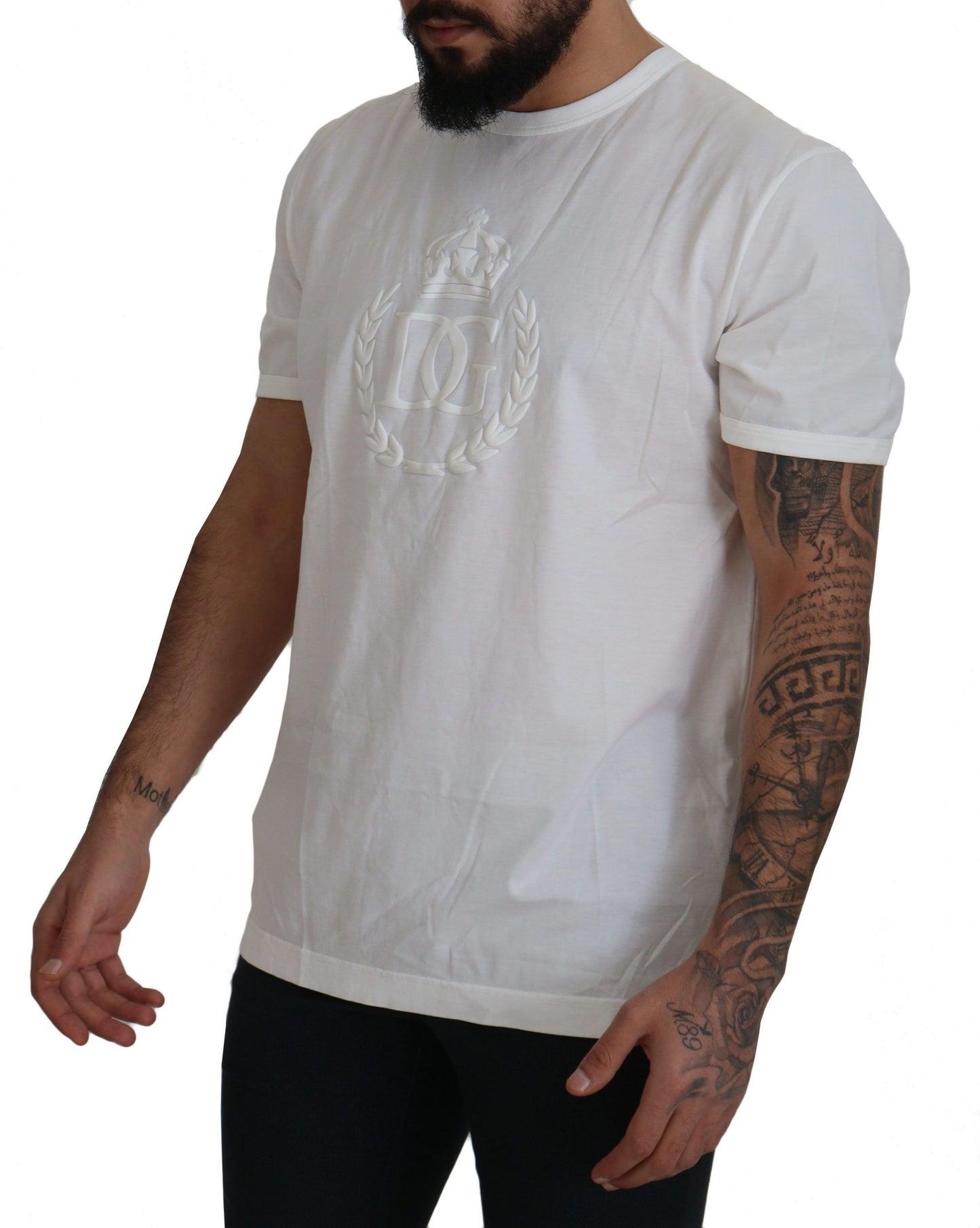 Elegant White Cotton Tee With Logo Detail