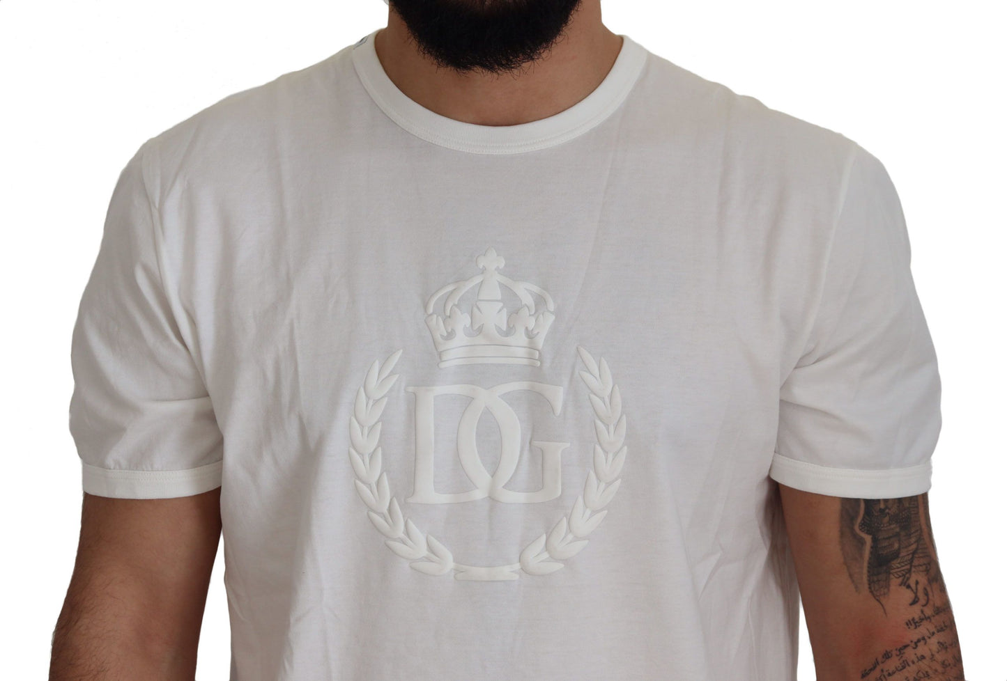 Elegant White Cotton Tee With Logo Detail