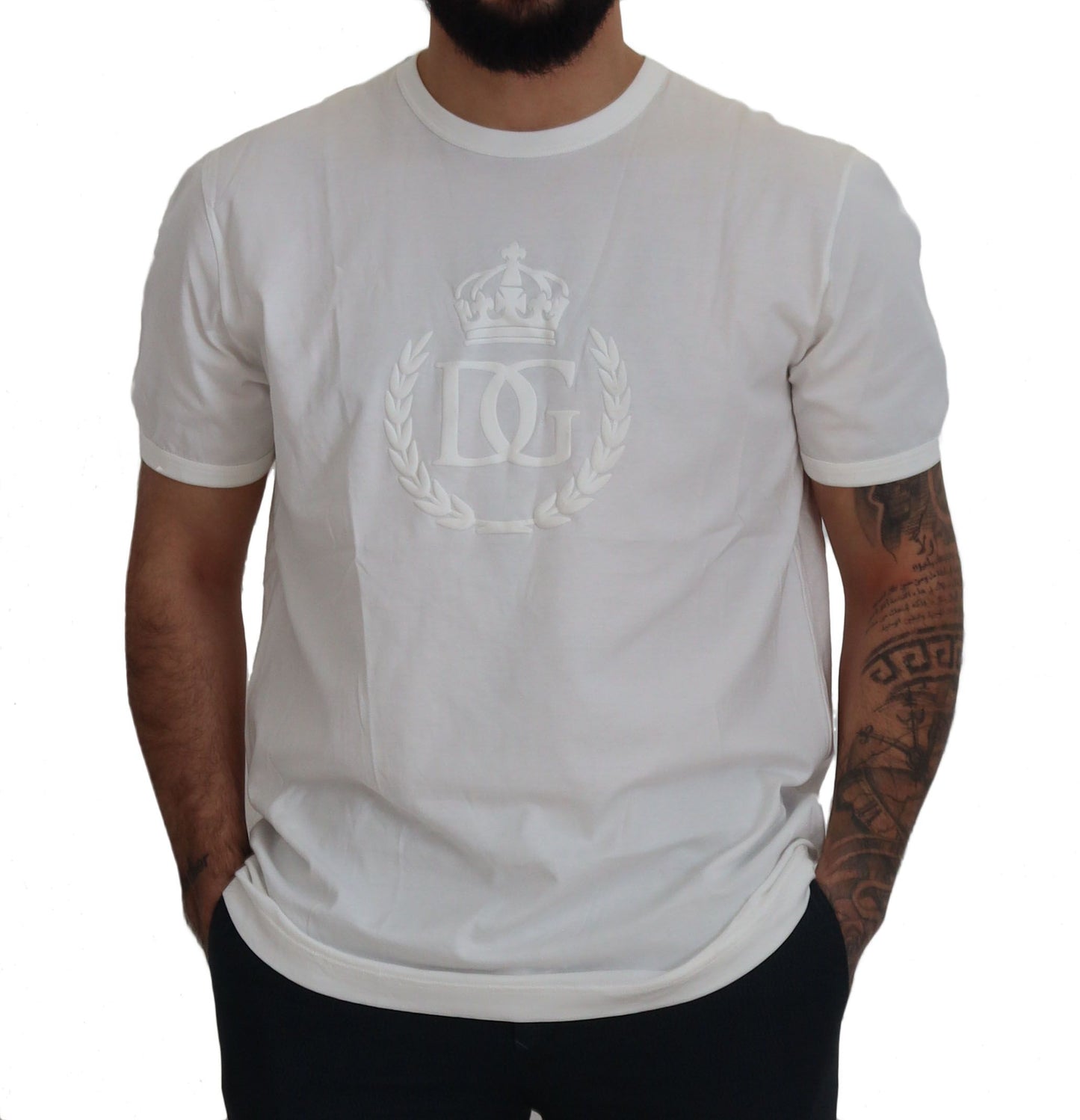 Elegant White Cotton Tee With Logo Detail