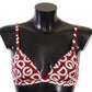 Red White DG Print Non Wire Cotton Bra Underwear