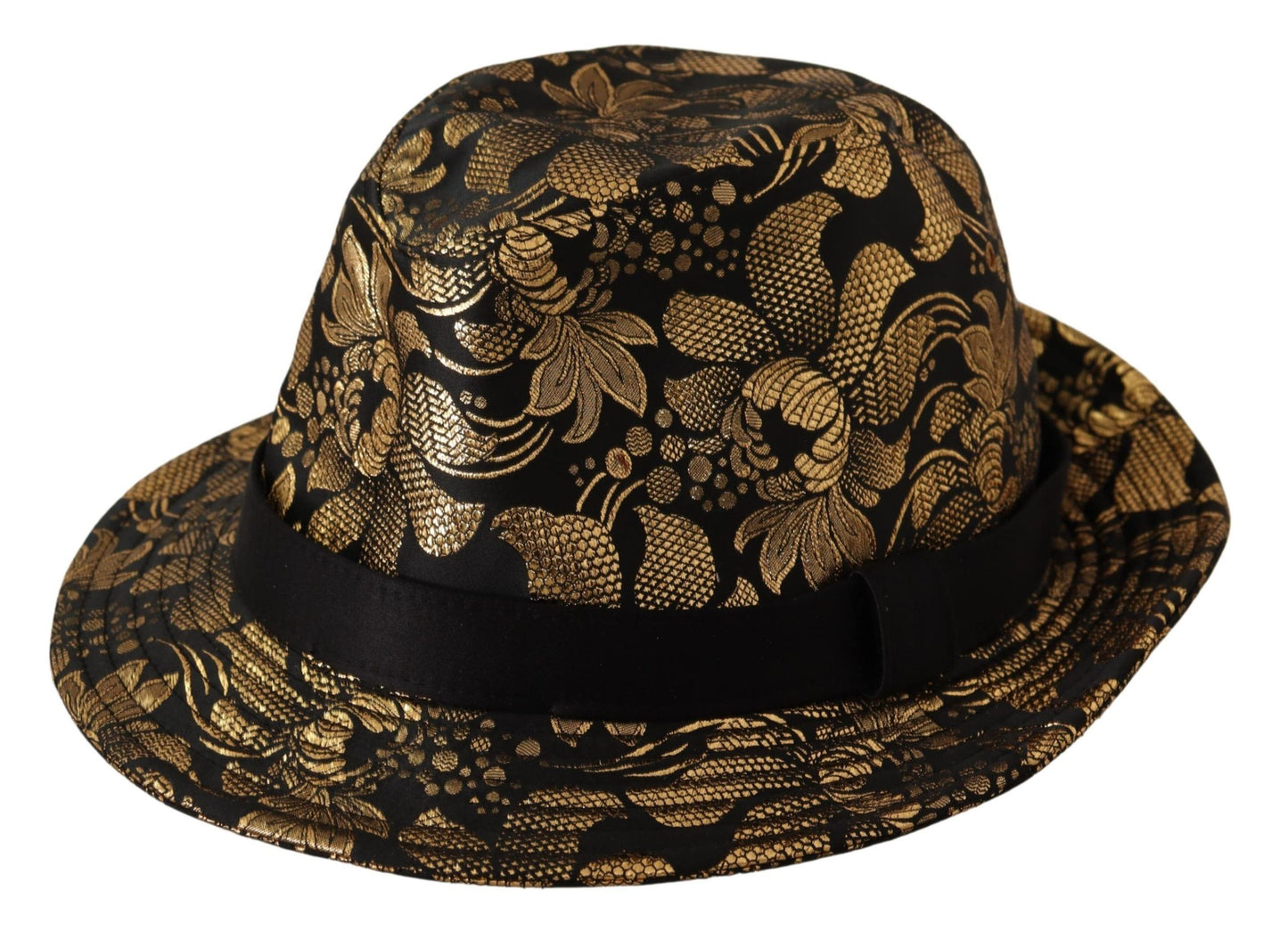 Elegant Gold-Threaded Black Bucket Hat