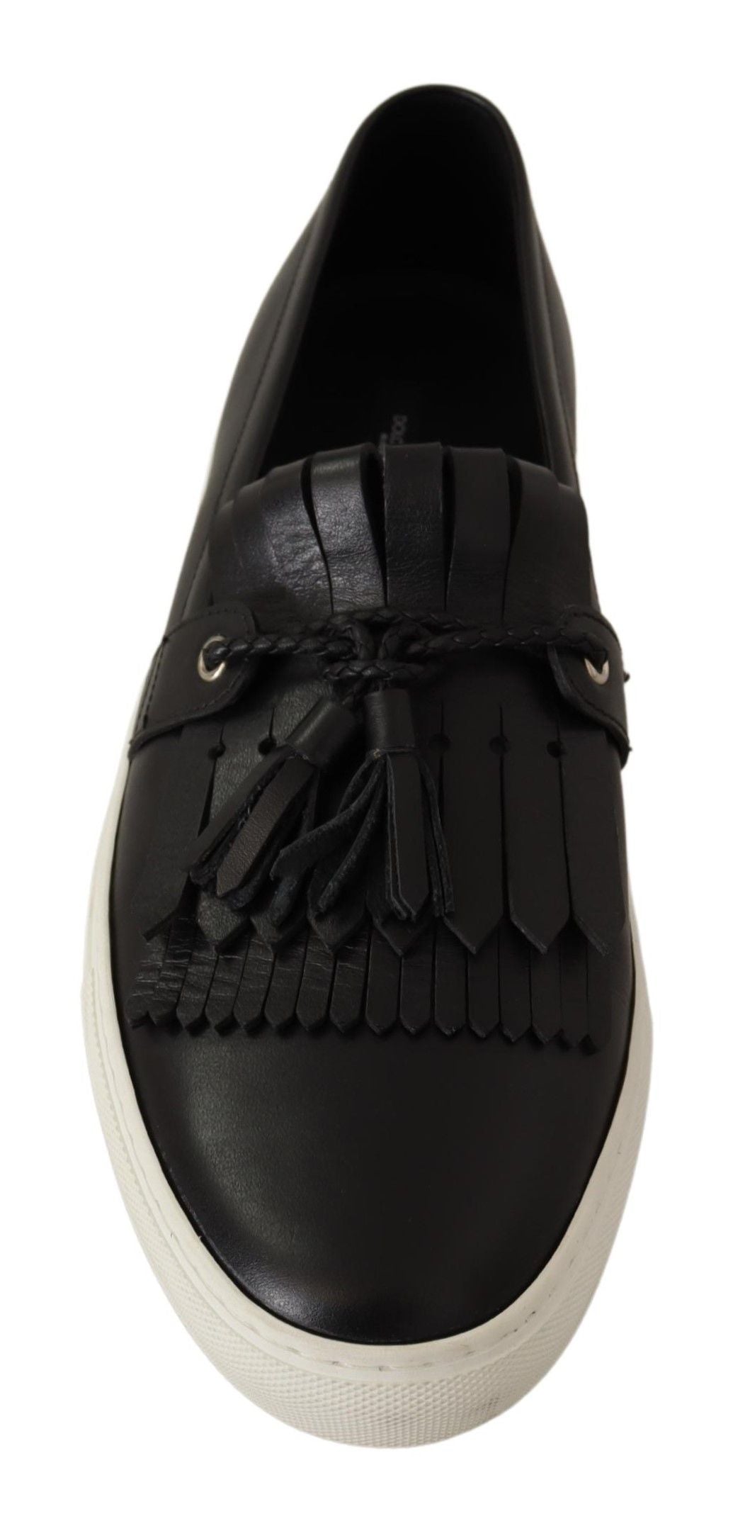 Elegant Black Leather Tassel Loafers