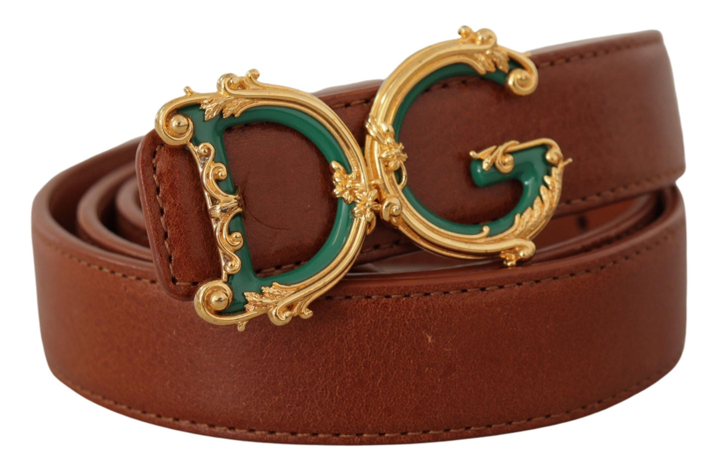 Elegant Leather Belt with Logo Buckle