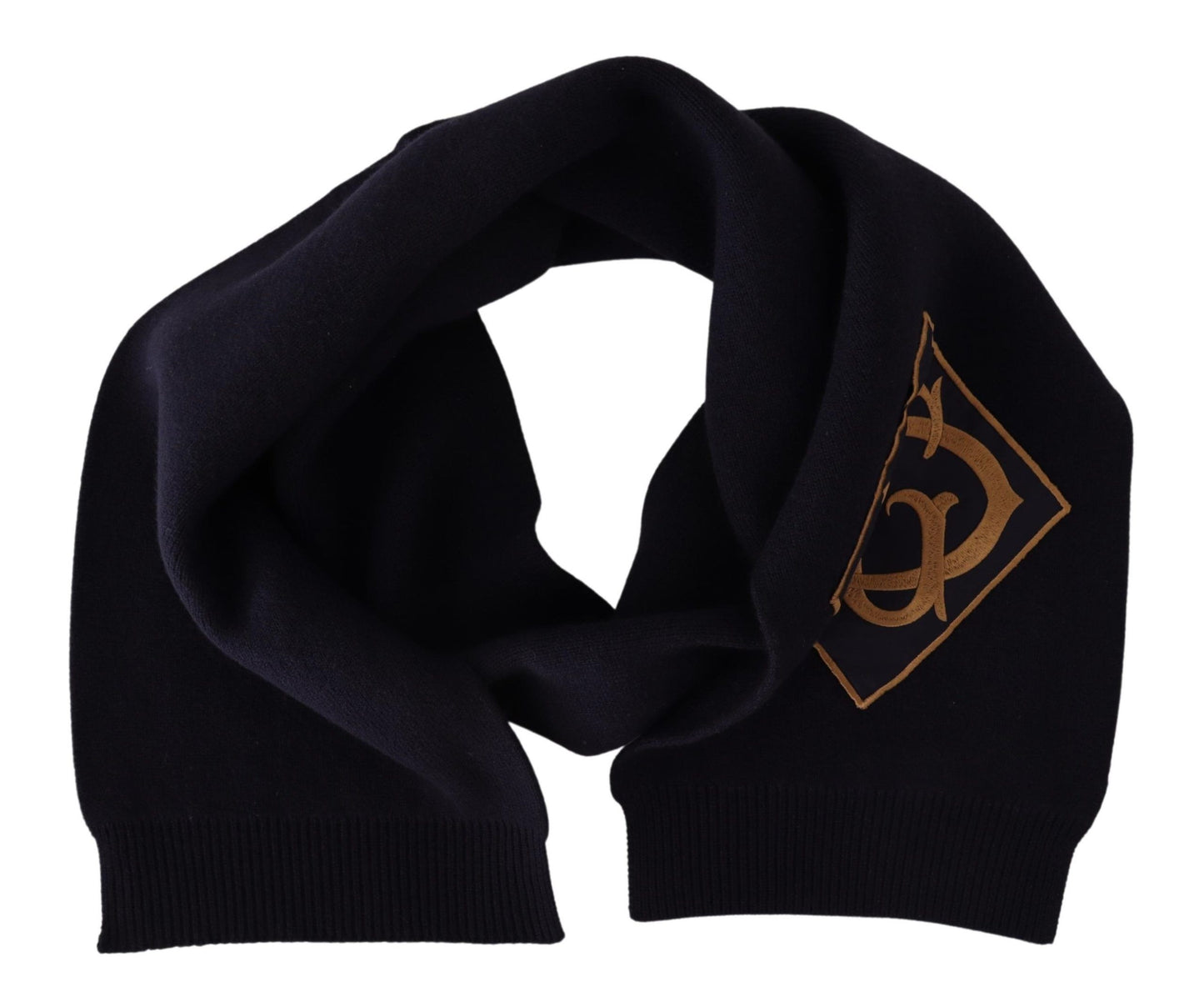 Exquisite Wool Knit Scarf in Dark Blue