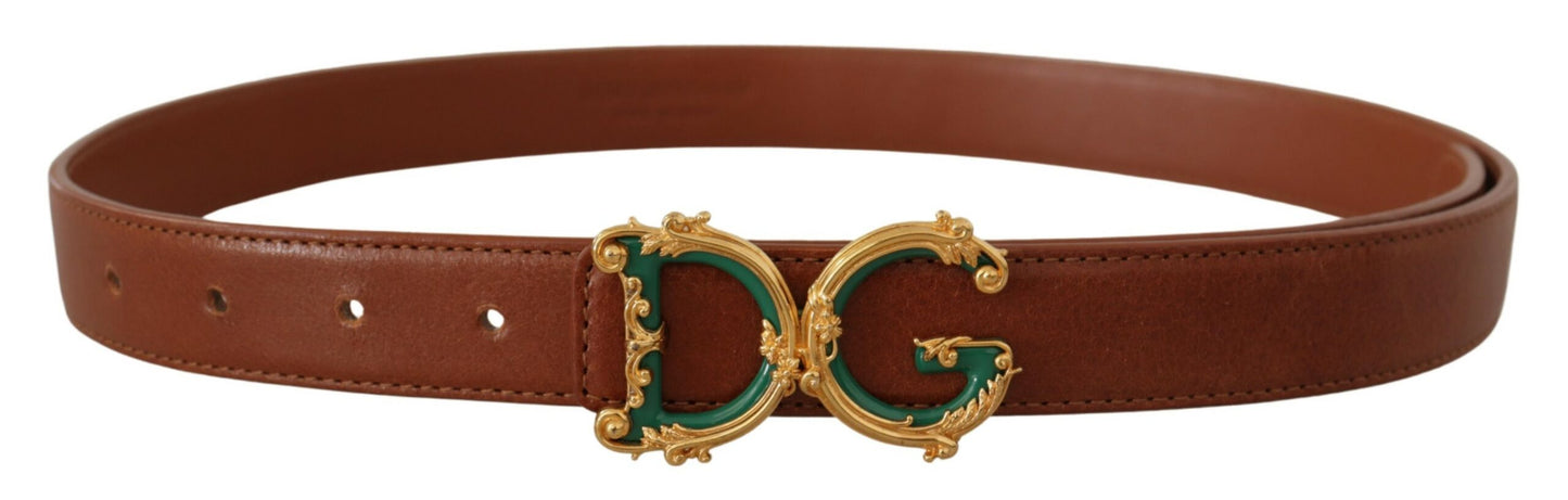 Elegant Leather Belt with Logo Buckle