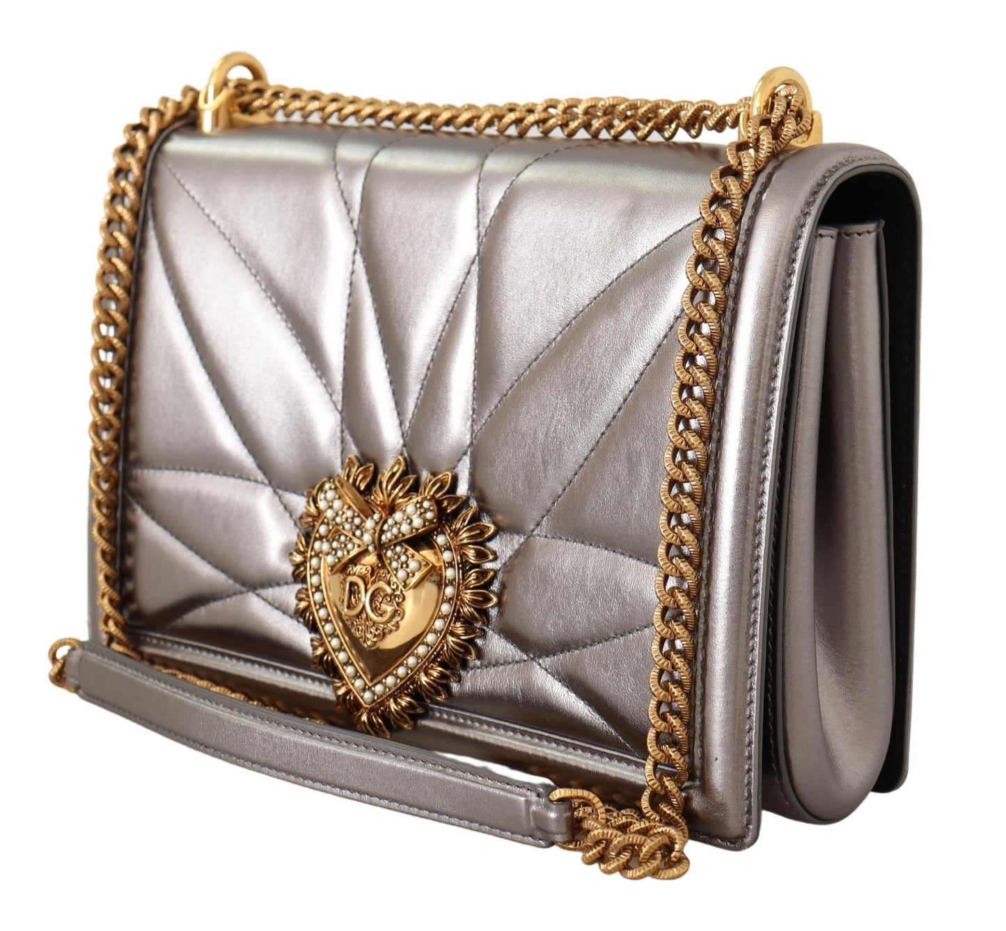 Elegant Silver Devotion Leather Shoulder Bag