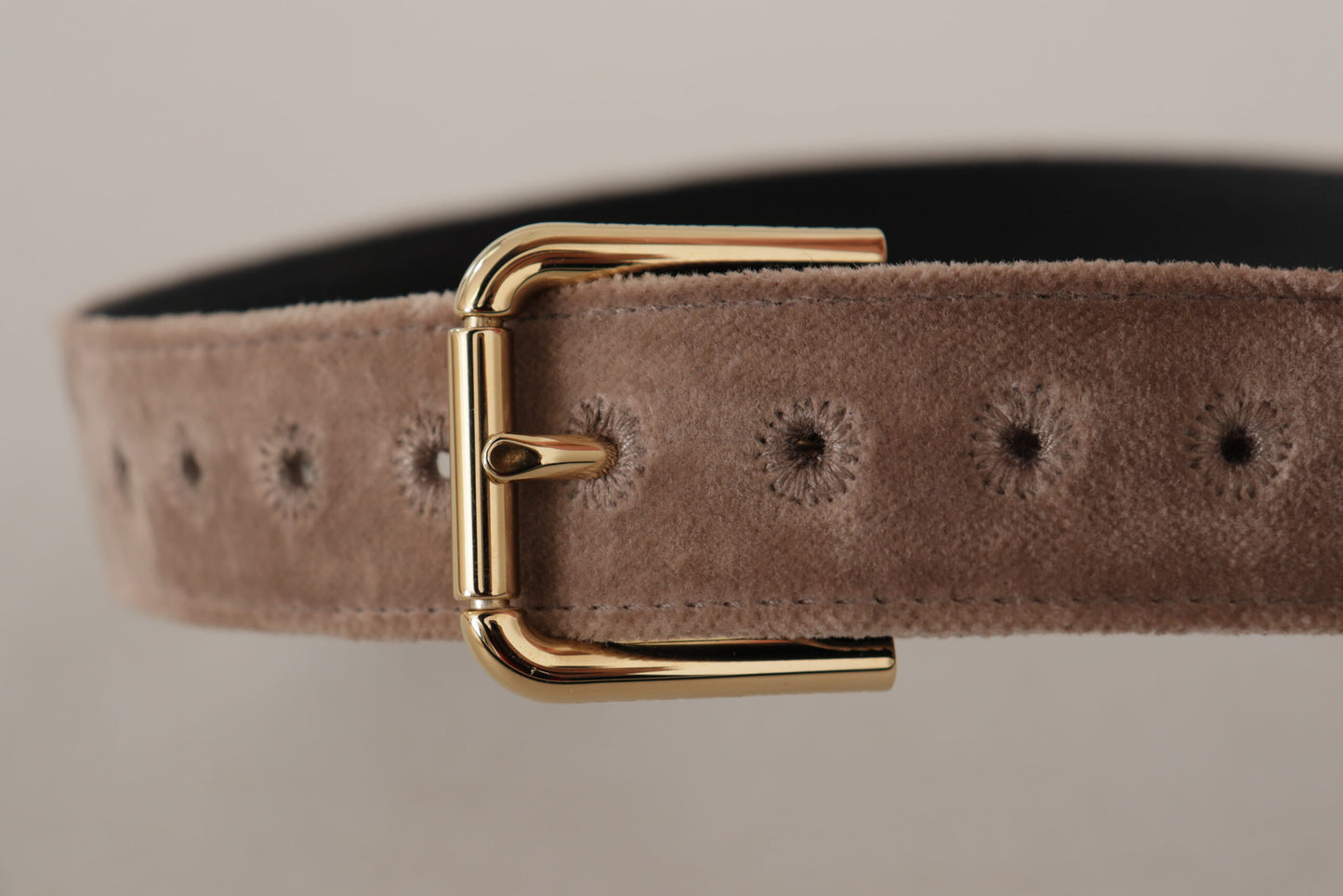 Elegant Velvet Logo Buckle Belt