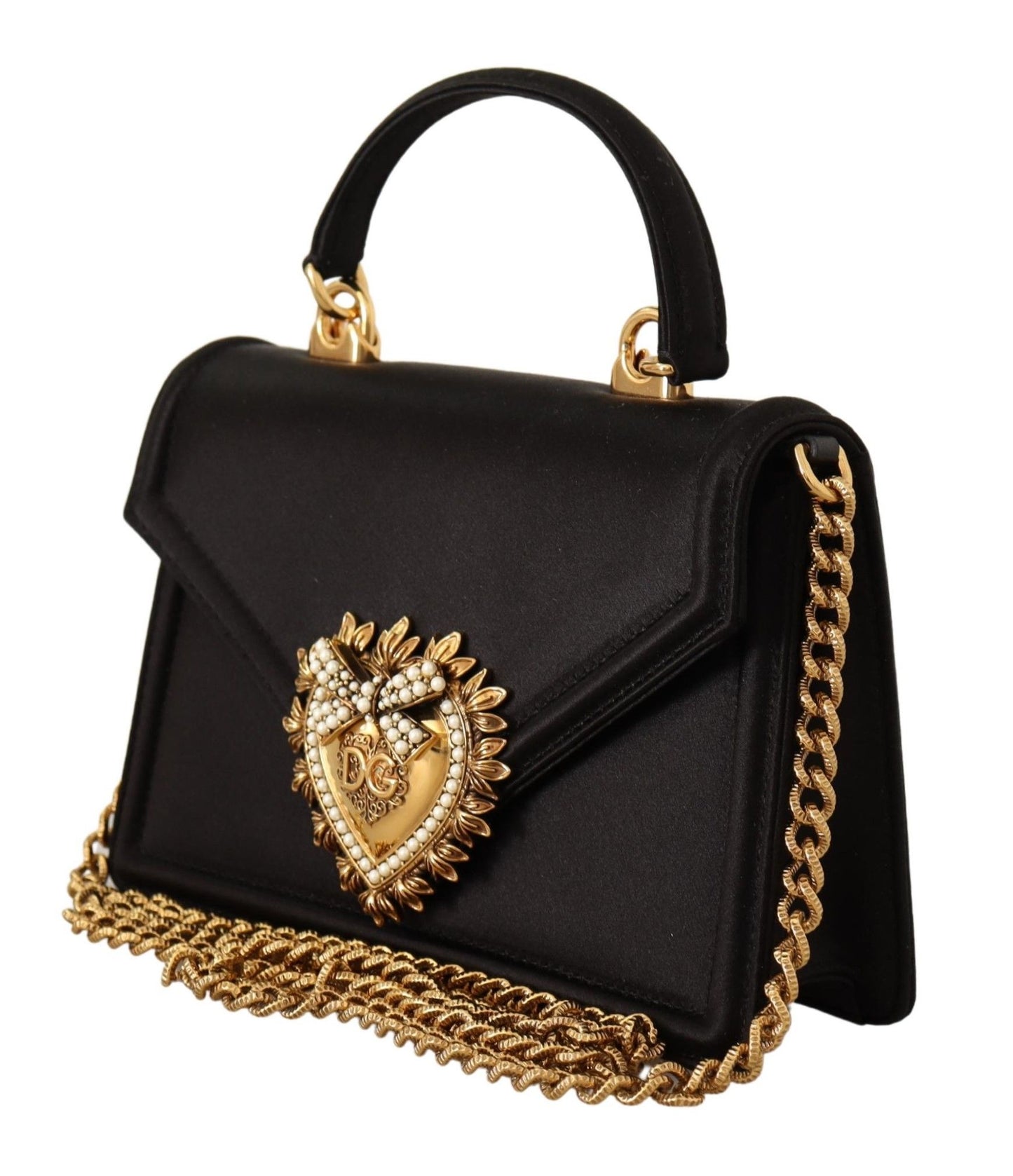 Elegant Black Silk-Blend Devotion Shoulder Bag