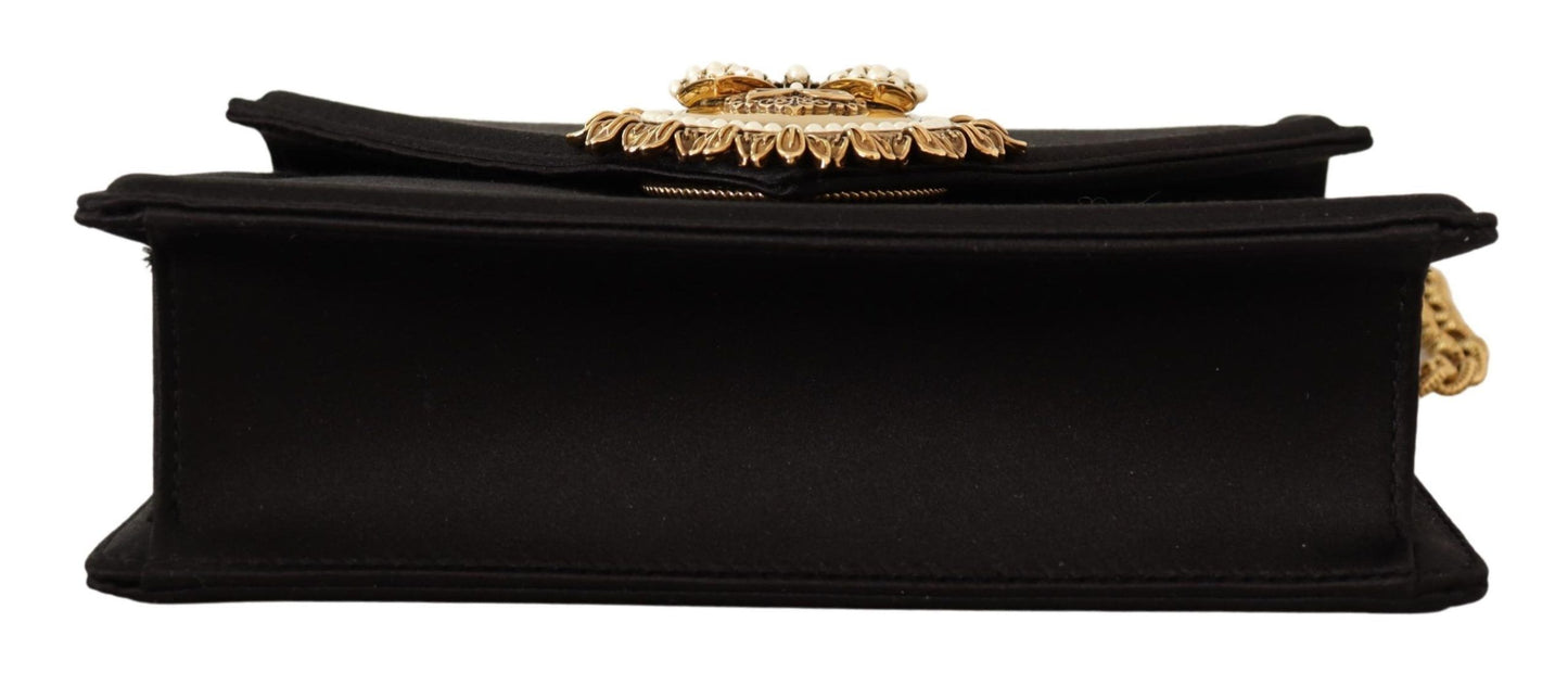 Elegant Black Silk-Blend Devotion Shoulder Bag