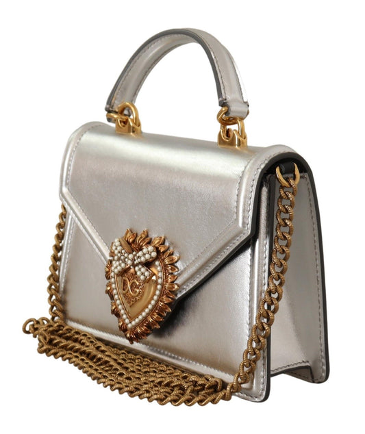 Devotion Luxury Silver Leather Shoulder Bag