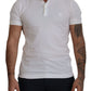 Elegant White Cotton Polo T-Shirt with Crown Embroidery