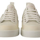 Elegant Gold Logo Leather Sneakers