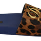 Blue Brown Leopard Logo Rubber Slides Slippers Shoes