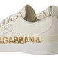 Elegant Gold Logo Leather Sneakers