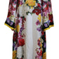 Multicolor Ortensia Silk Long Kaftan Dress