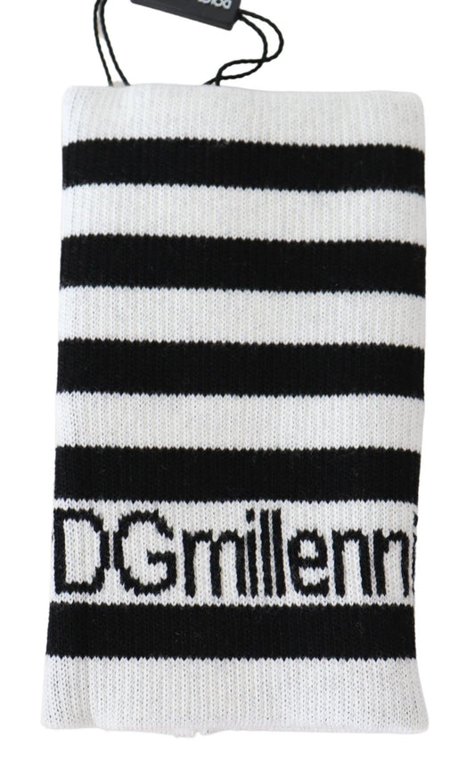 Elegant Black & White Wool Blend Wrist Wrap