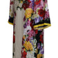 Multicolor Ortensia Silk Long Kaftan Dress