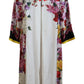 Multicolor Ortensia Silk Long Kaftan Dress