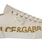 Elegant Gold Logo Leather Sneakers
