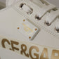 Elegant Gold Logo Leather Sneakers