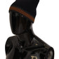 Elegant Charcoal Striped Cashmere Beanie