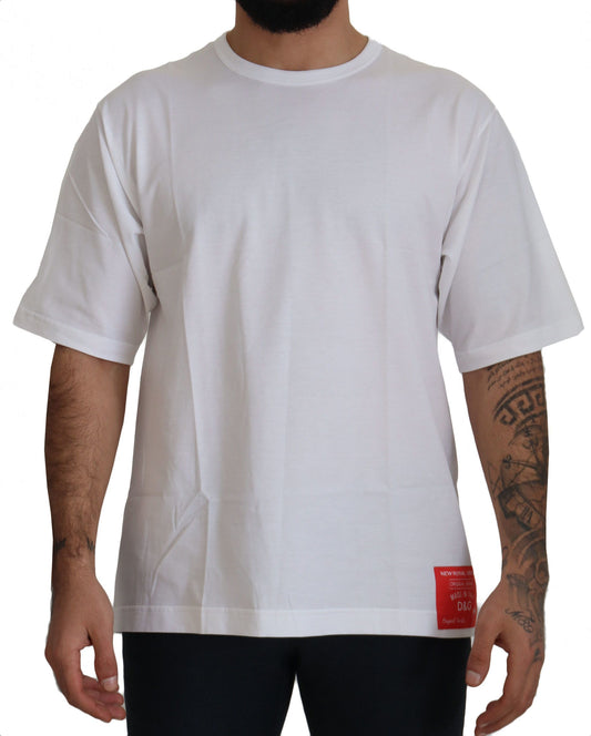 Elegant White Cotton Crew Neck Tee