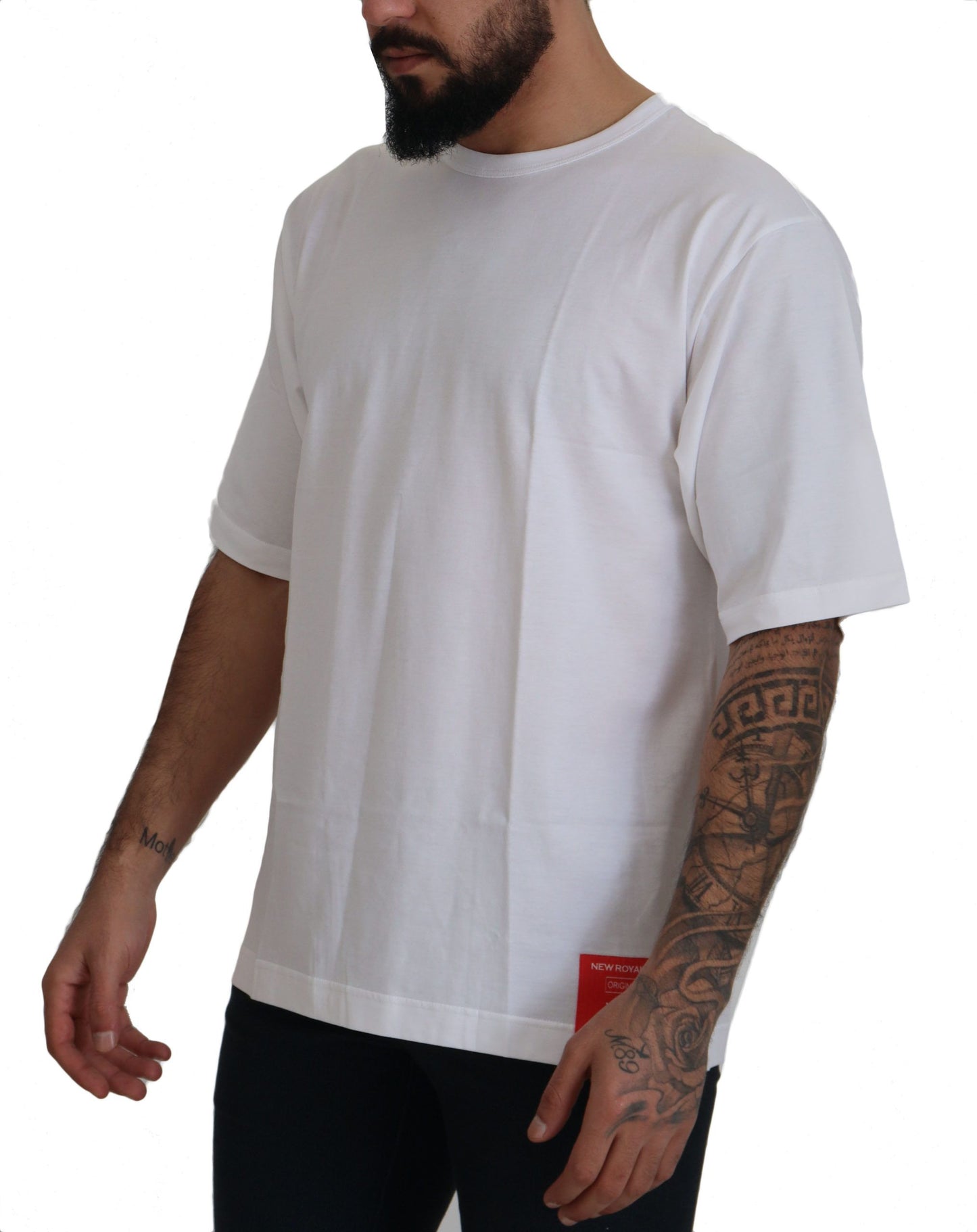 Elegant White Cotton Crew Neck Tee