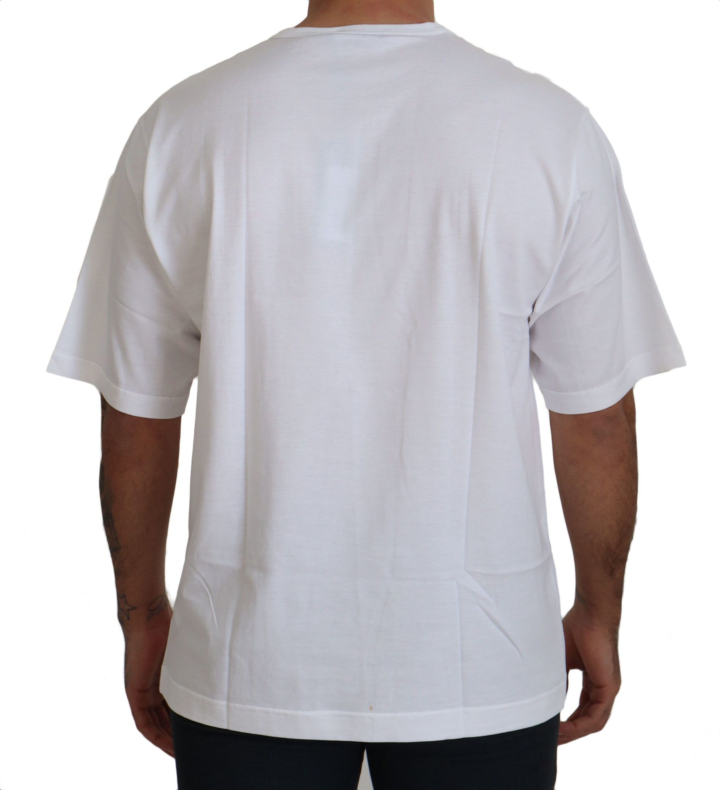 Elegant White Cotton Crew Neck Tee